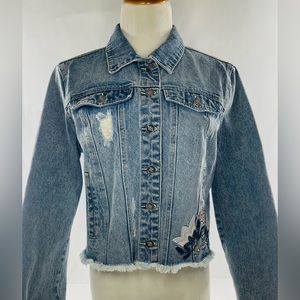 Y2K BEBE DESTINY GABBY DENIM JEAN JACKET EMBROIDERED SIZE LARGE